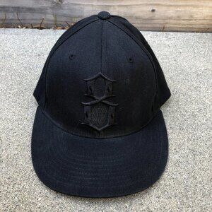 Vintage REBEL 8 Fitted Hat S/M Men's Wool Blend Black Flex Fit Cap Retro